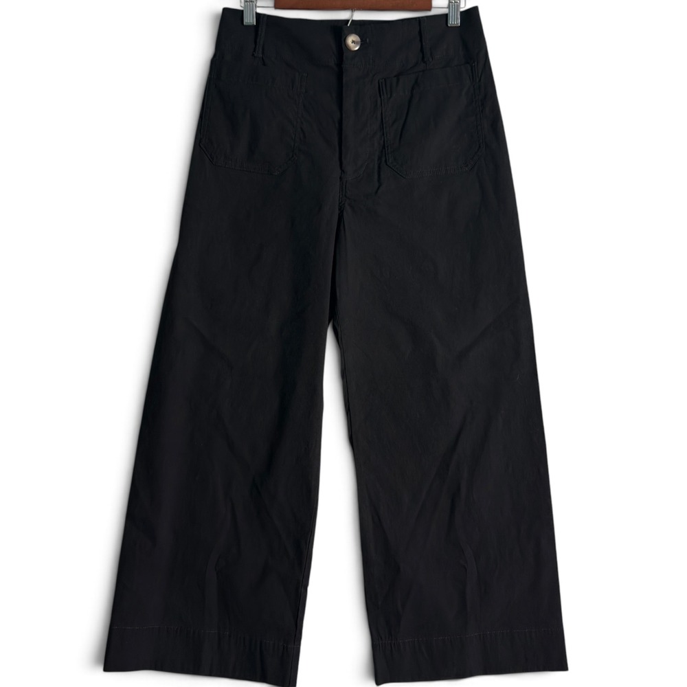 Maeve Anthropologie The Colette Pants Black Women 29 Wide Leg Crop Patch Pockets